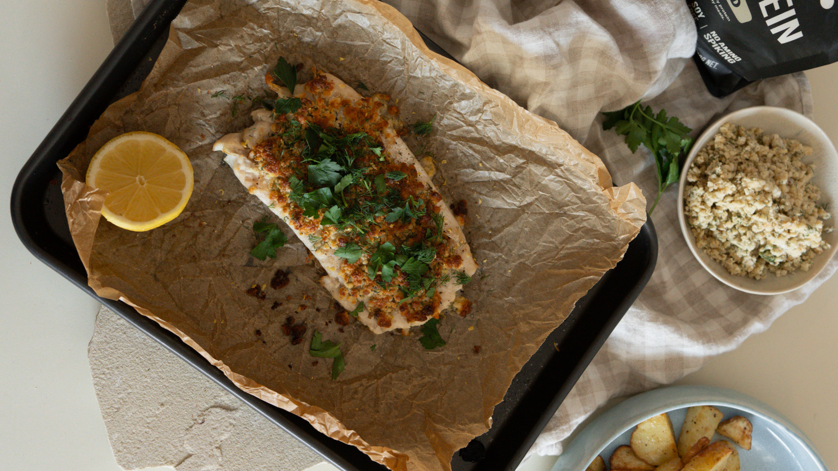 High protein & Brain-boosting Macadamia Crusted Barramundi