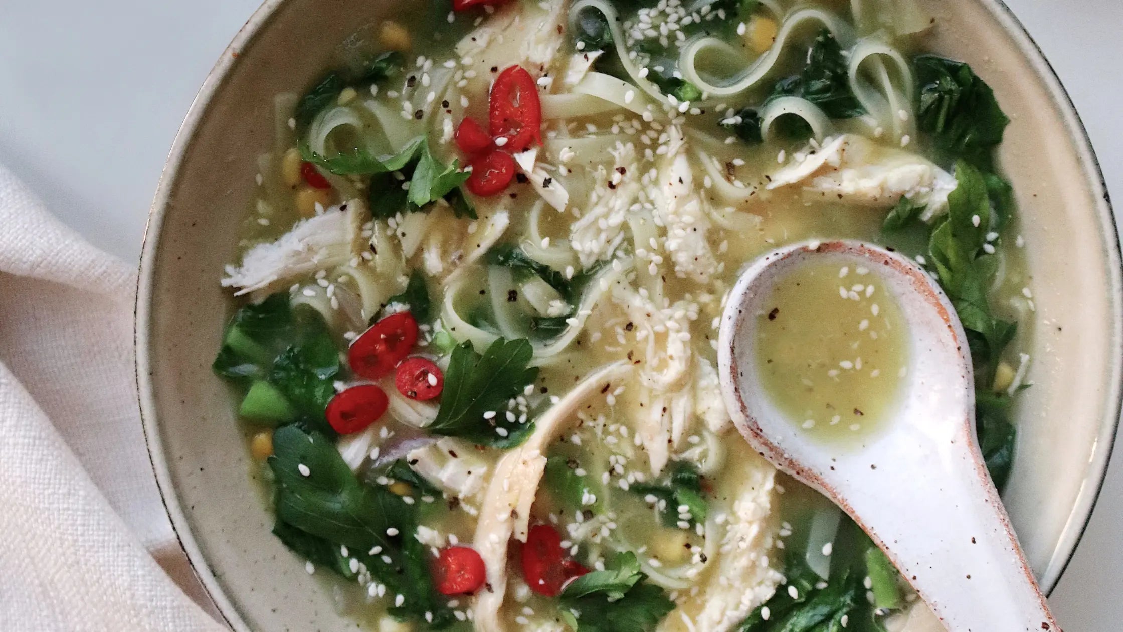 Comforting Collagen-rich Chicken + Sweetcorn Soup - Chief Nutrition