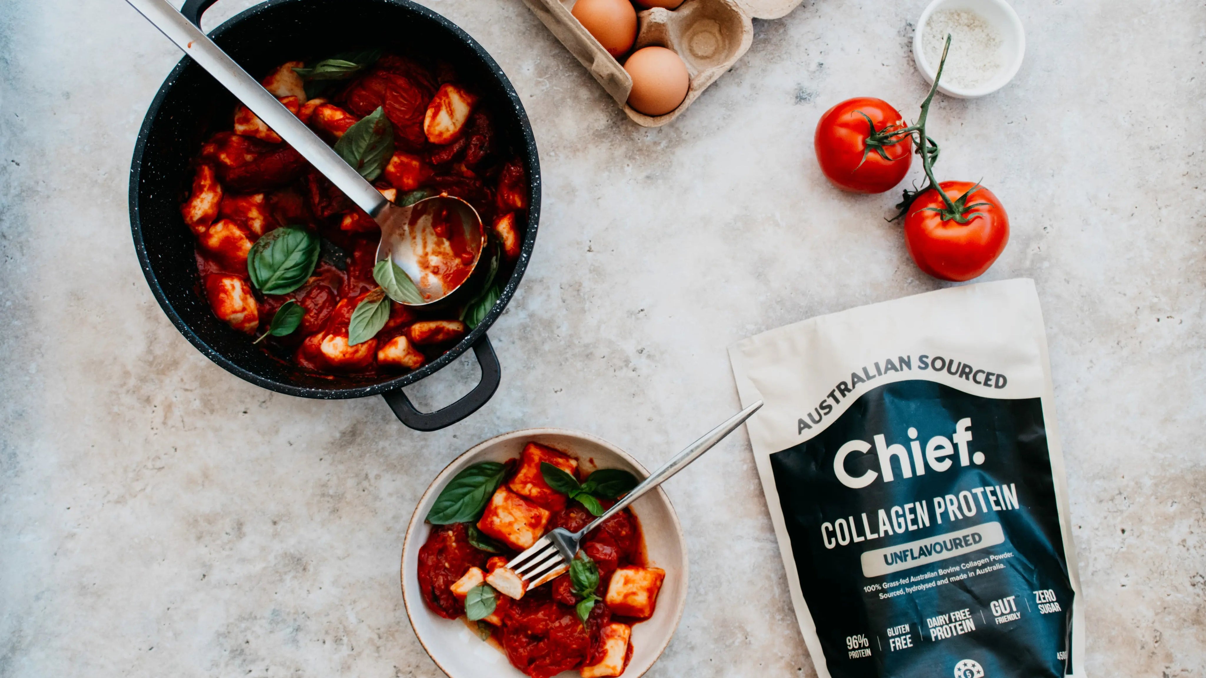Easy GF Ricotta & Basil Gnocchi with Roasted Tomato Sauce - Chief Nutrition