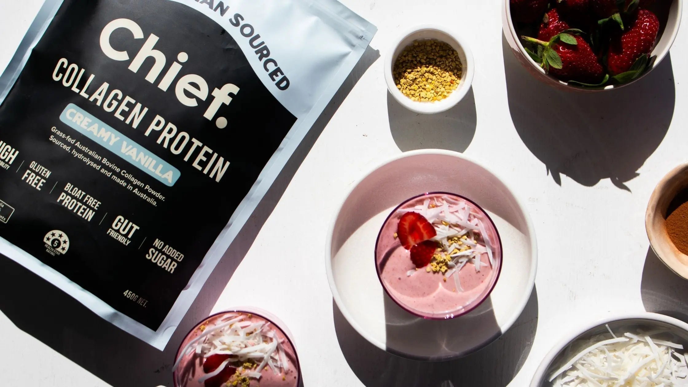 Strawberry Cheesecake Collagen Smoothie - Chief Nutrition