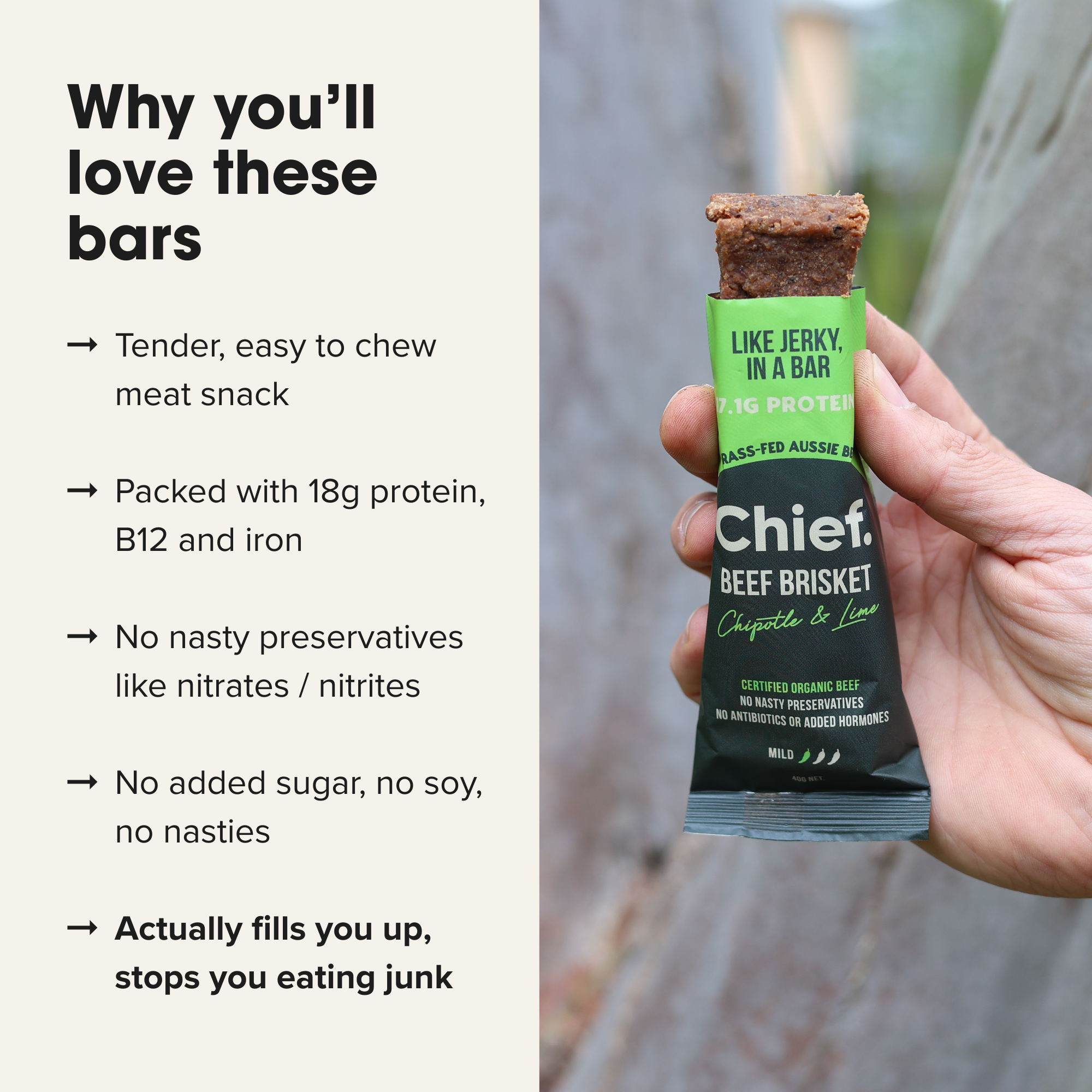 Organic Beef Bars - Chipotle & Lime (12 bars)
