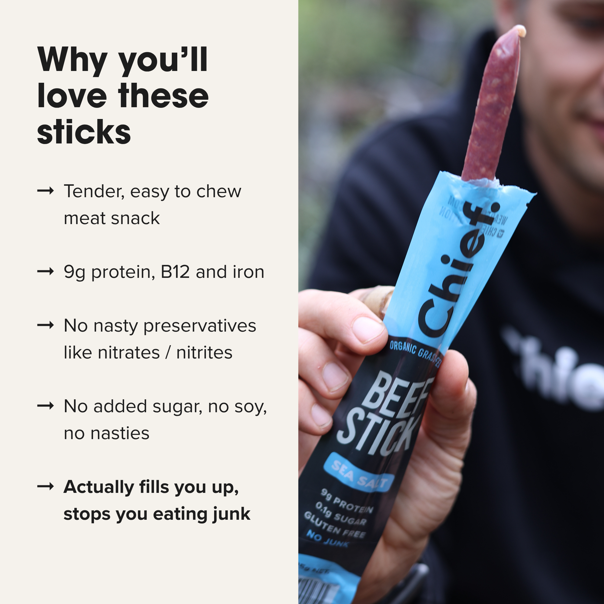 Organic Beef Sticks - Sea Salt