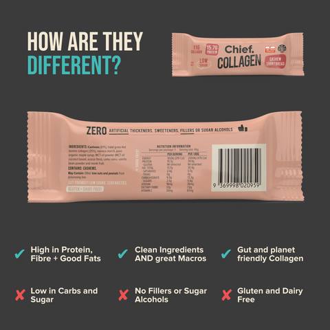 Collagen Protein Cashew Shortbread Bar (12 Bars) Collagen Bar Chief Nutrition