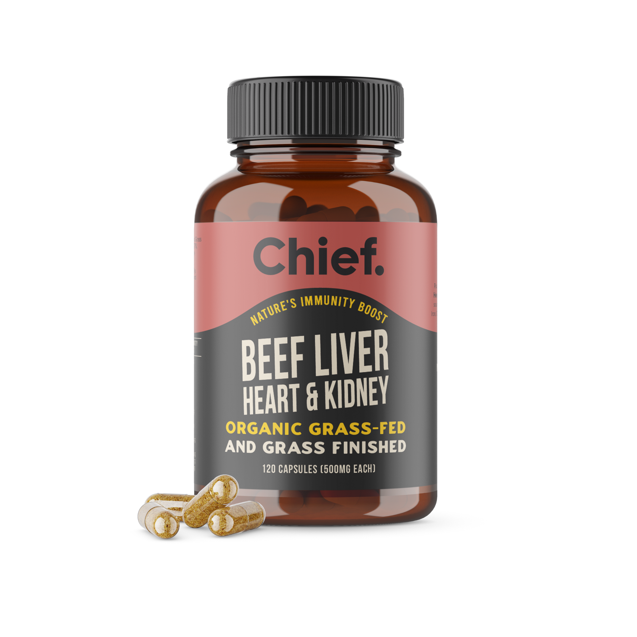 Organic Beef Liver, Heart & Kidney Immunity Boost (120 Capsules) Chief Nutrition