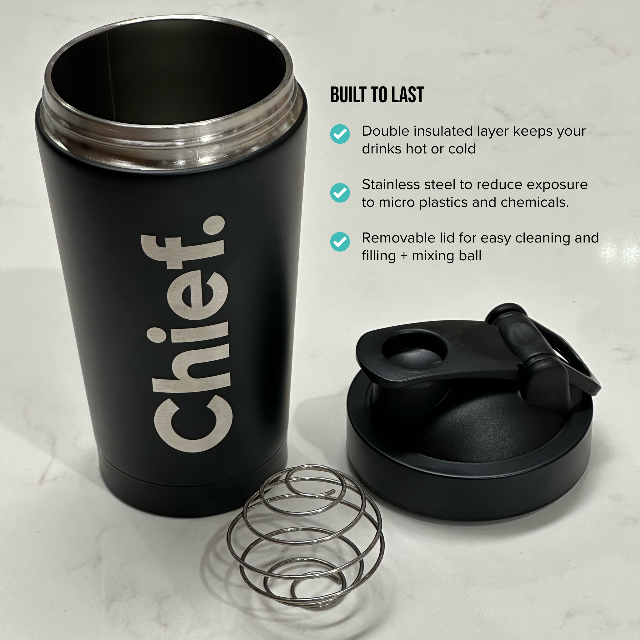 Chief Stainless Steel Protein Shaker 500ml