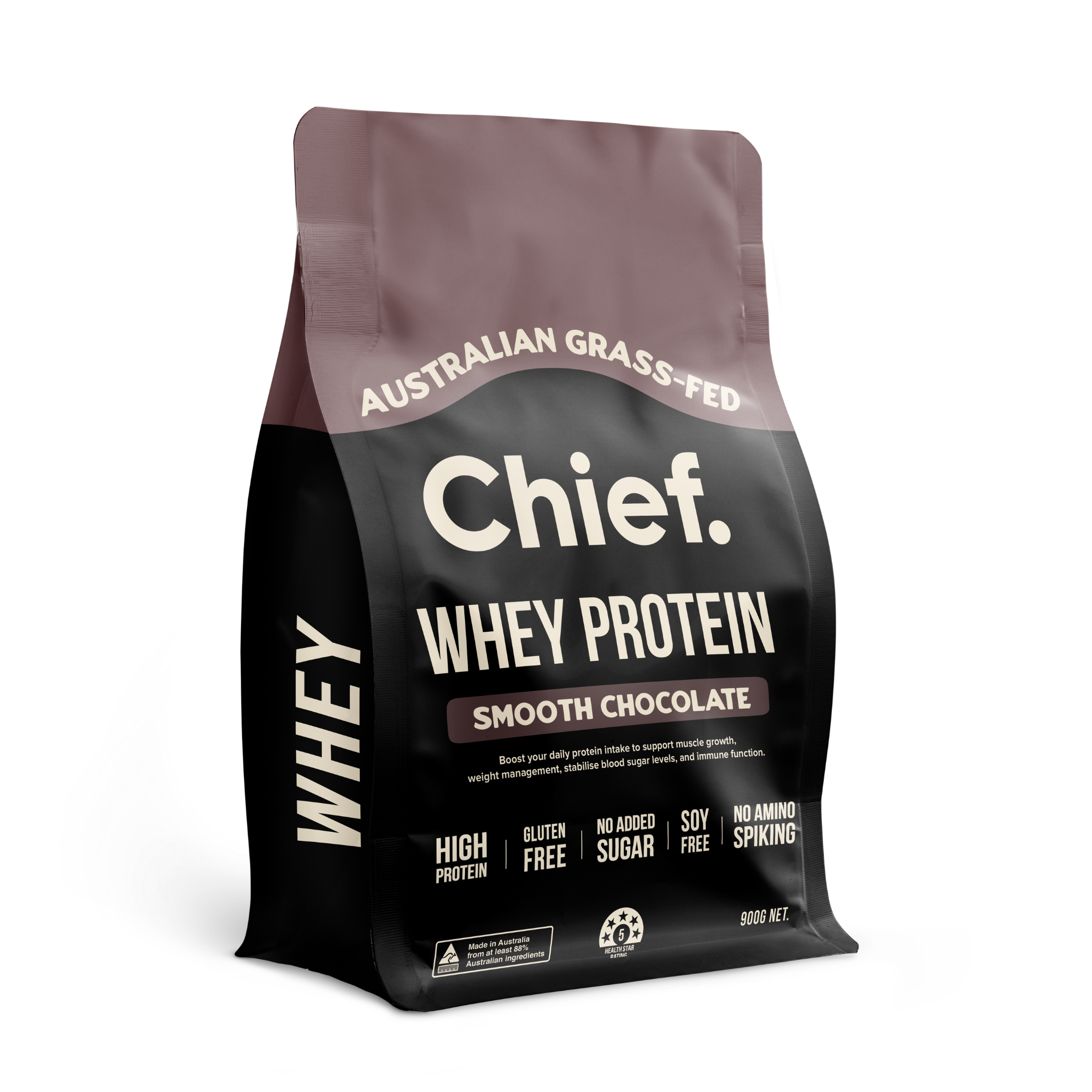 Grass-fed Whey Protein Powder - Smooth Chocolate (30 serves) Chief Nutrition