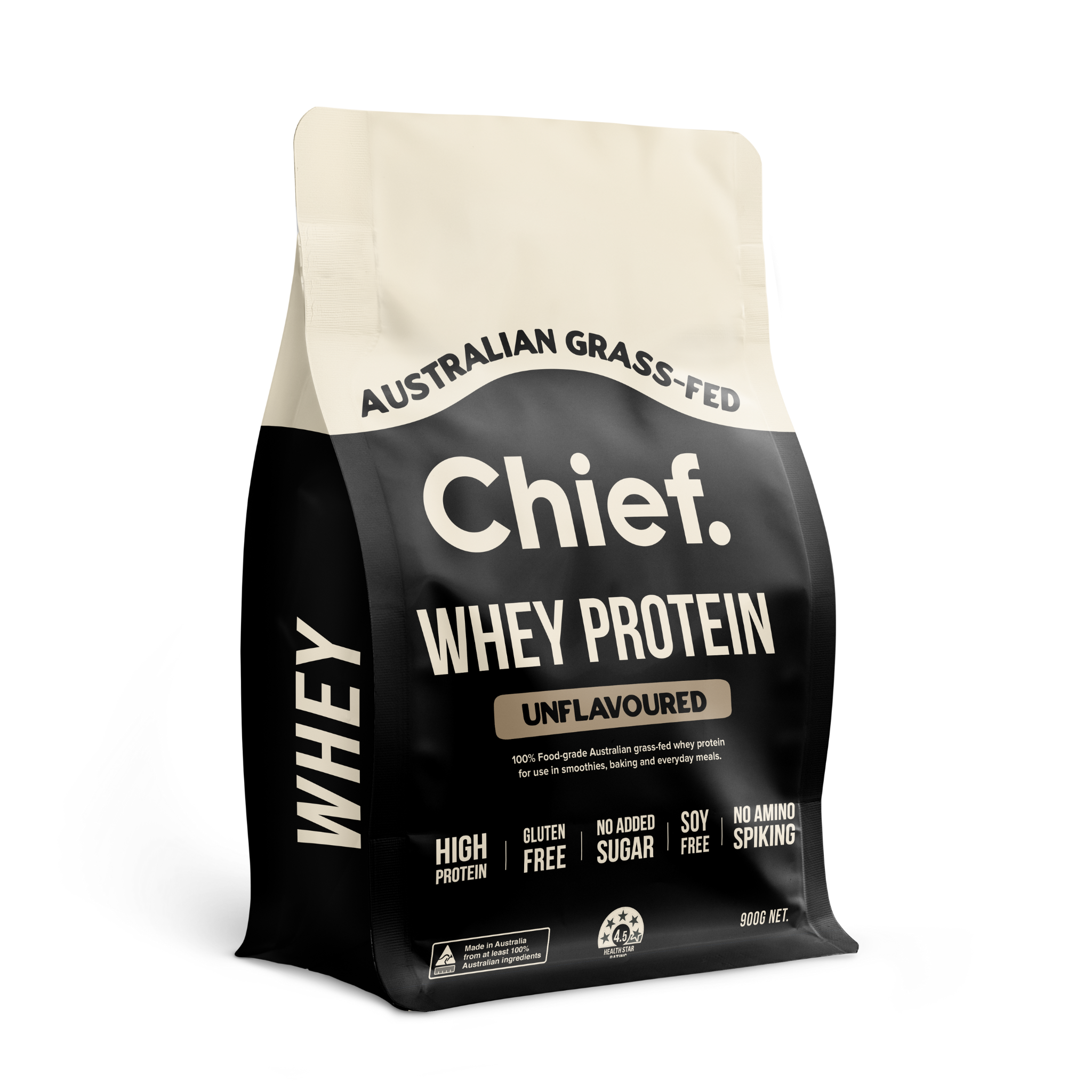 Grass-fed Whey Protein Powder - Unflavoured (30 serves) Chief Nutrition
