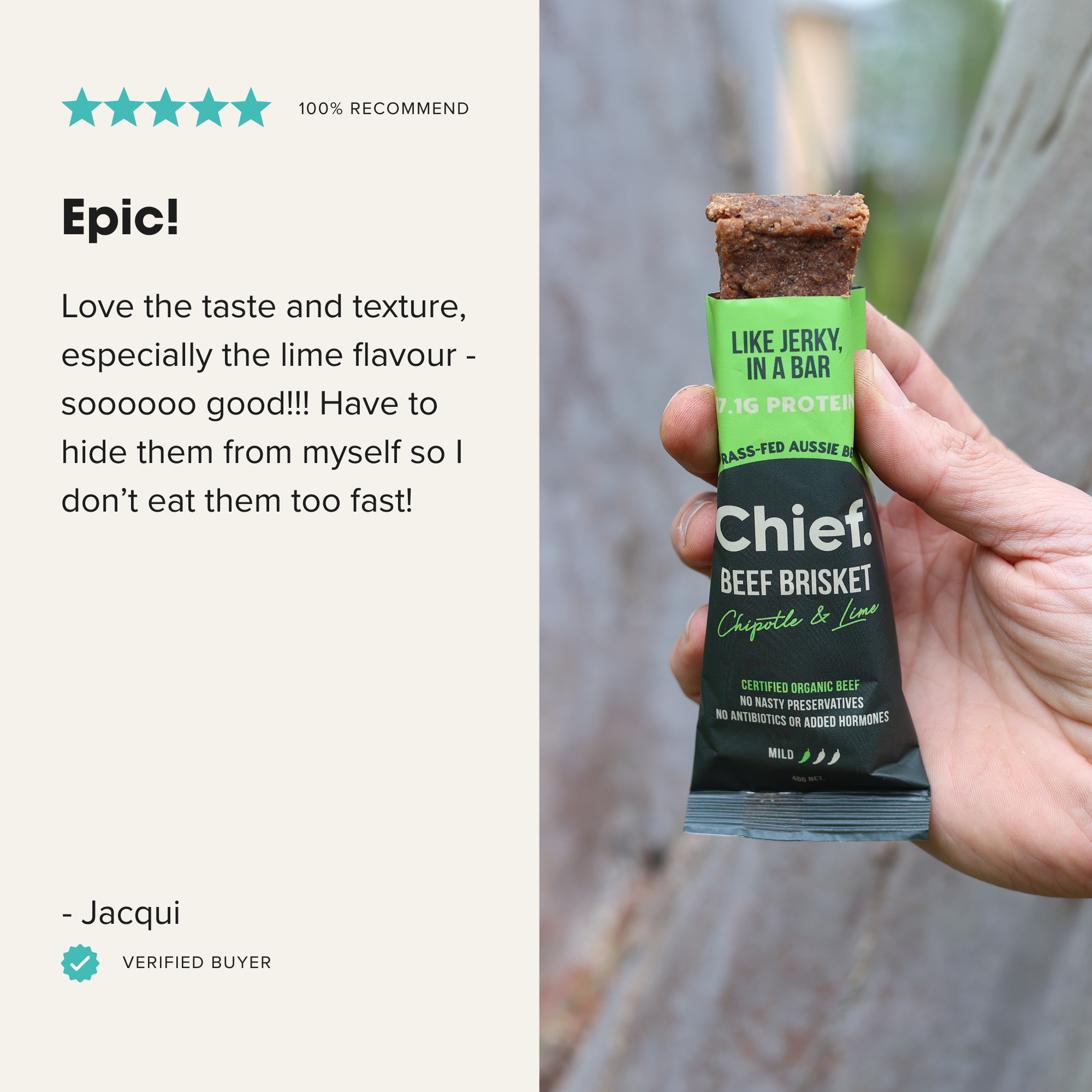 Organic Beef Bars - Chipotle & Lime (12 bars)