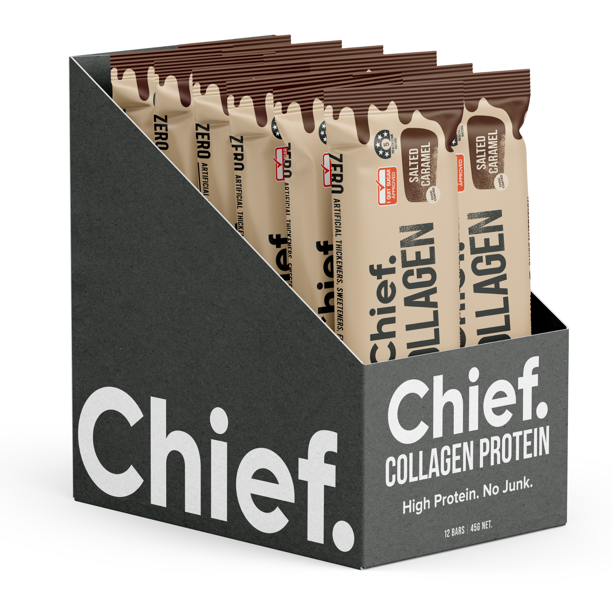 Collagen Protein Choc Salted Caramel Bar (12 bars) Chief Nutrition