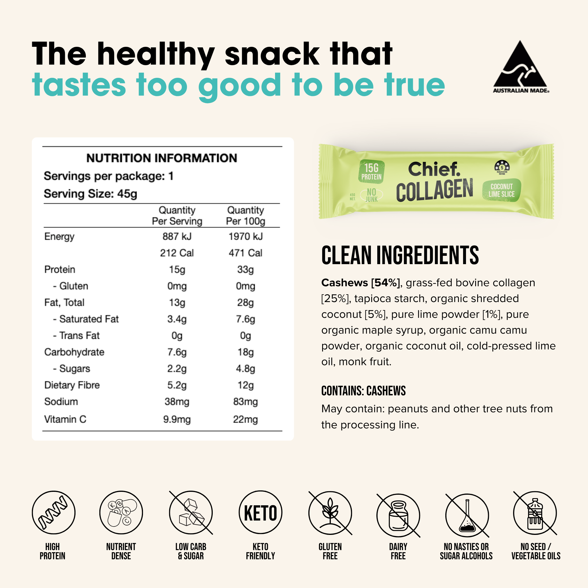 Collagen Protein Bars - Coconut Lime Slice