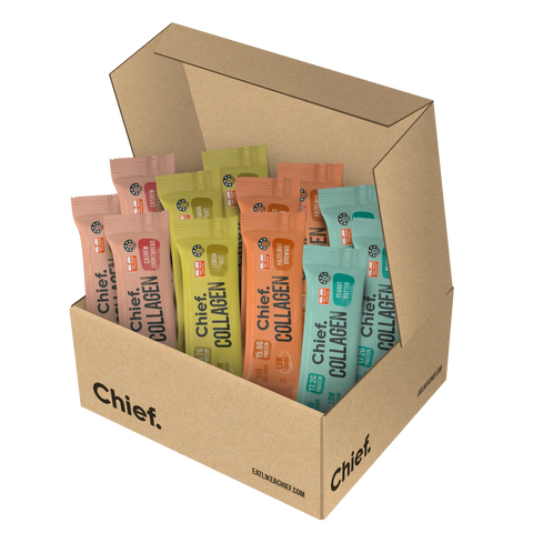 Collagen Protein Bar Mixed Box (12 bars) Collagen Bar Chief Nutrition Non Choc Covered