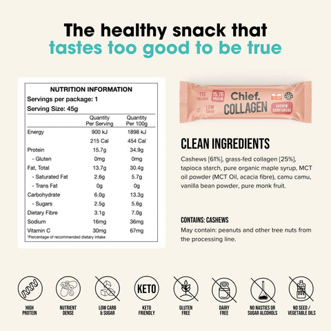 Collagen Protein Bar Mixed Box (12 x Bars) Chief Nutrition