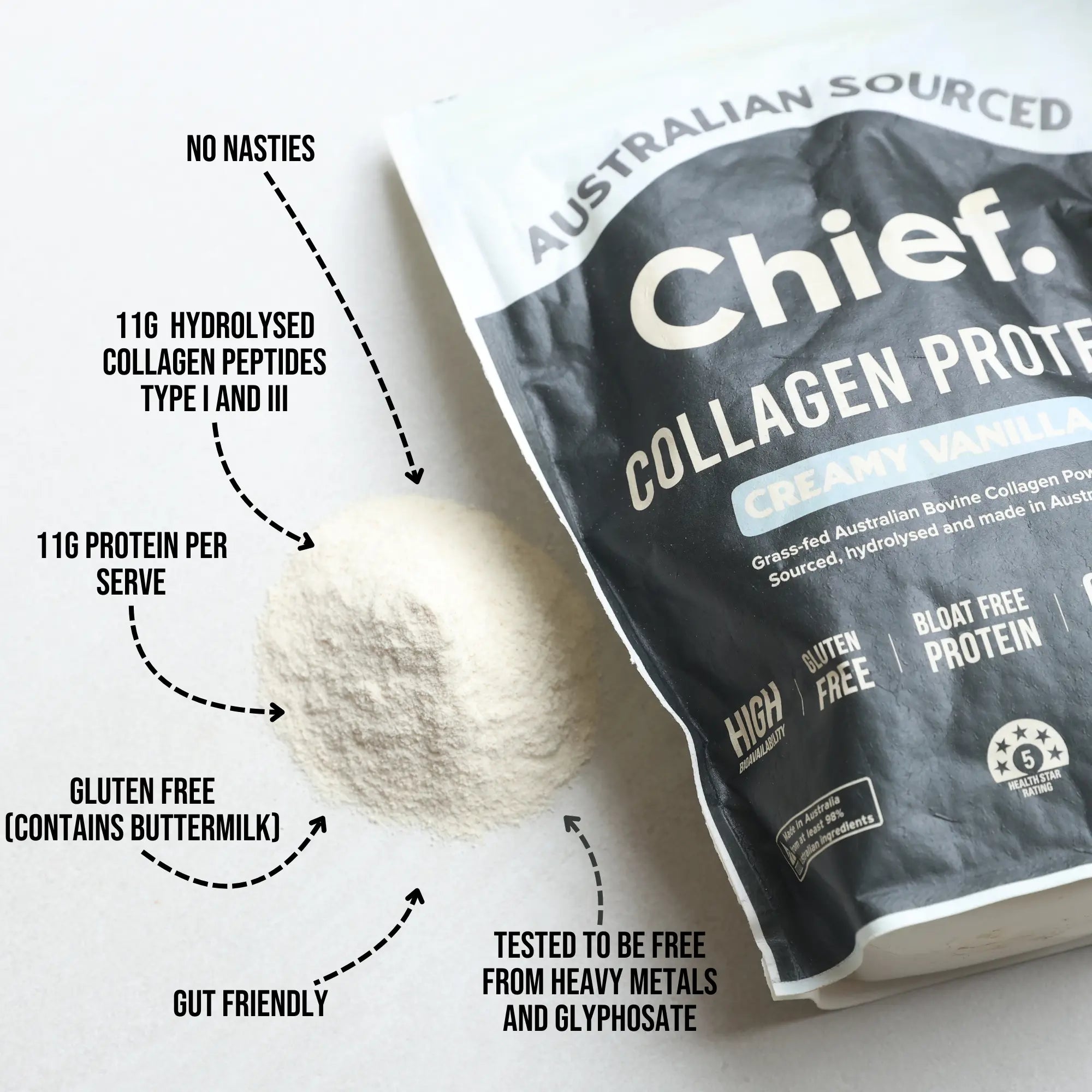 Grass-fed Collagen Protein Powder - Creamy Vanilla