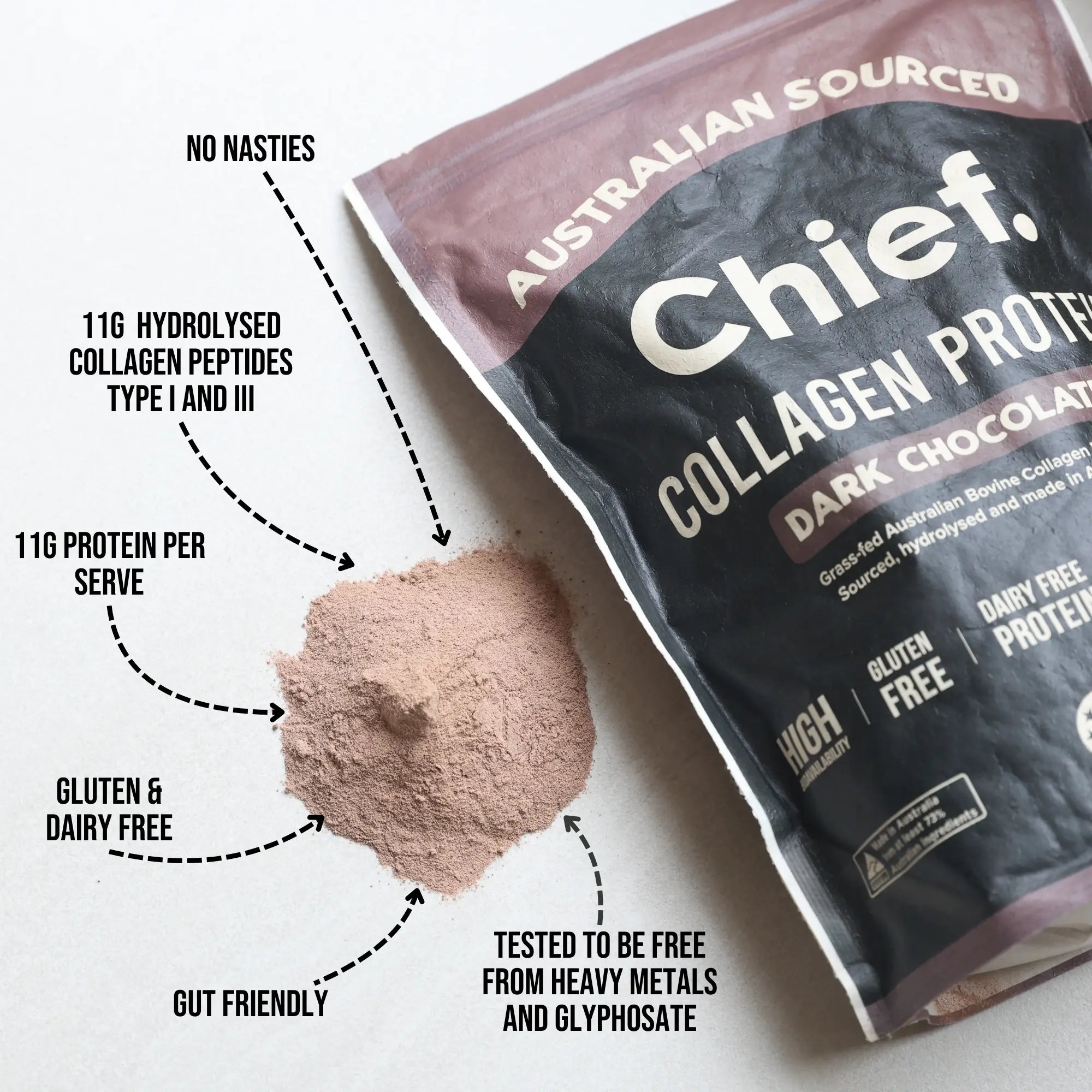 Grass-fed Collagen Protein Powder - Dark Chocolate (30 serves) Supplements Chief Nutrition   
