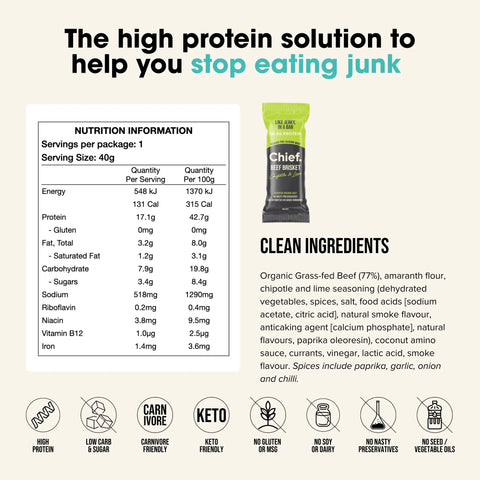 Organic Beef Bars Mixed Box (12 x Bars) Chief Nutrition