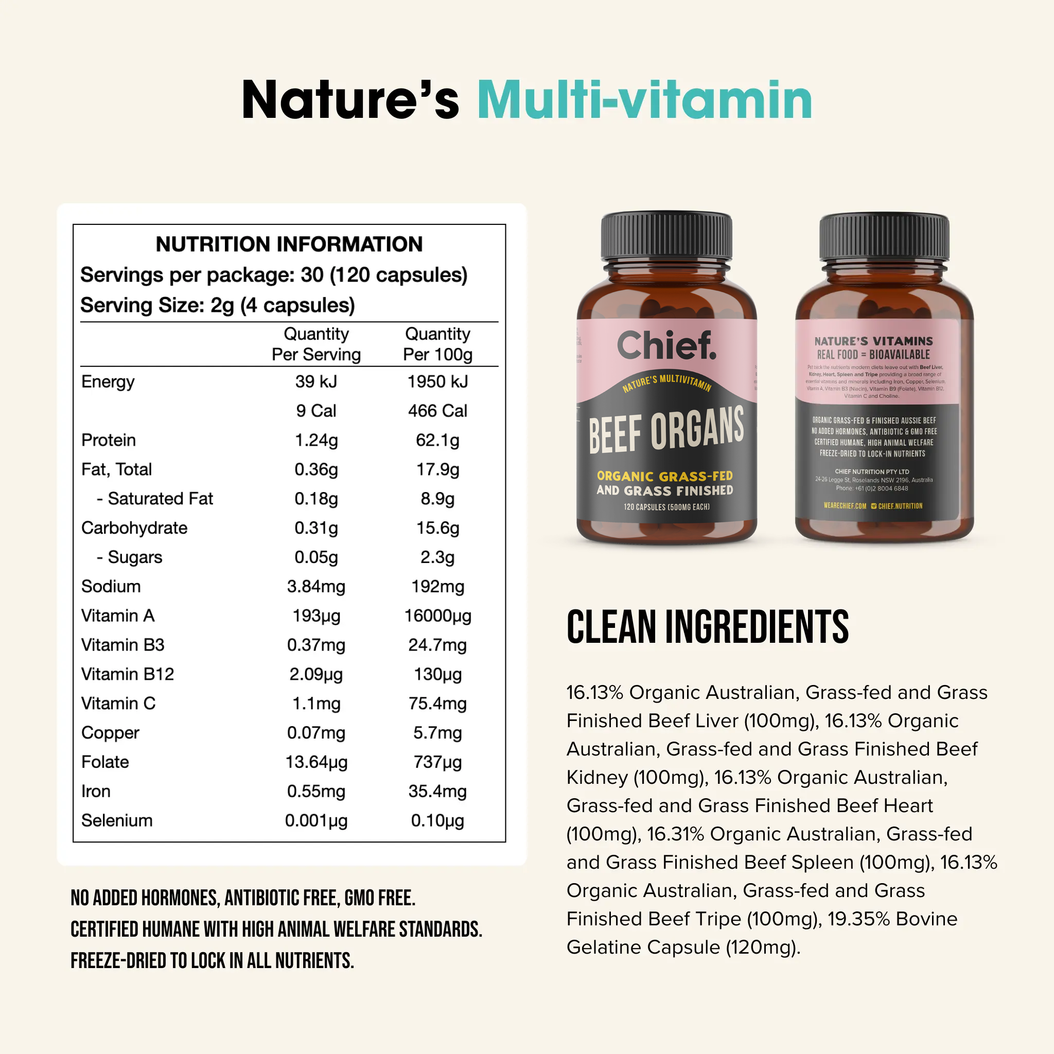 Organic Beef Organs (Multivitamin)