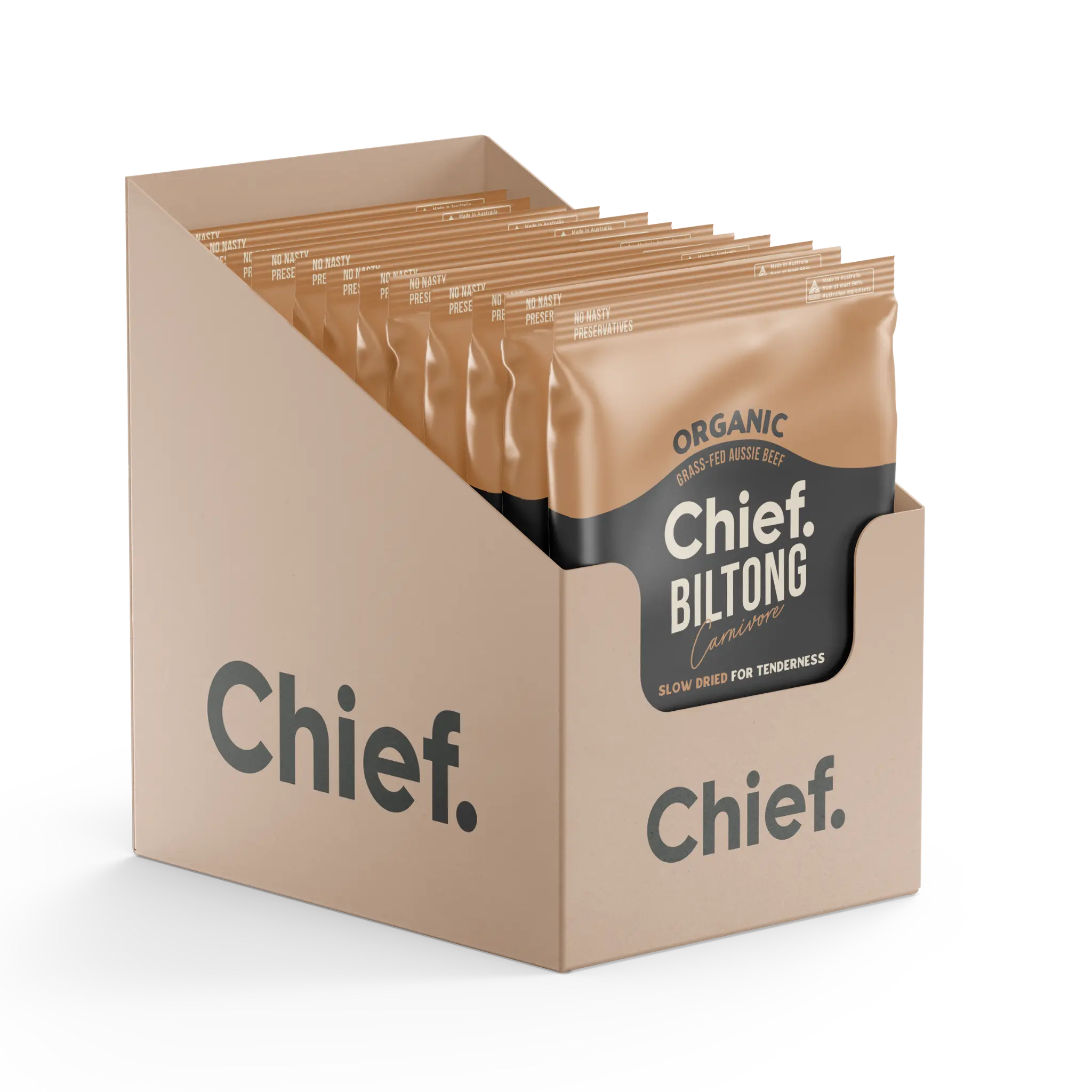 Organic Biltong - Carnivore (12 x 30g bags) Biltong Chief Nutrition