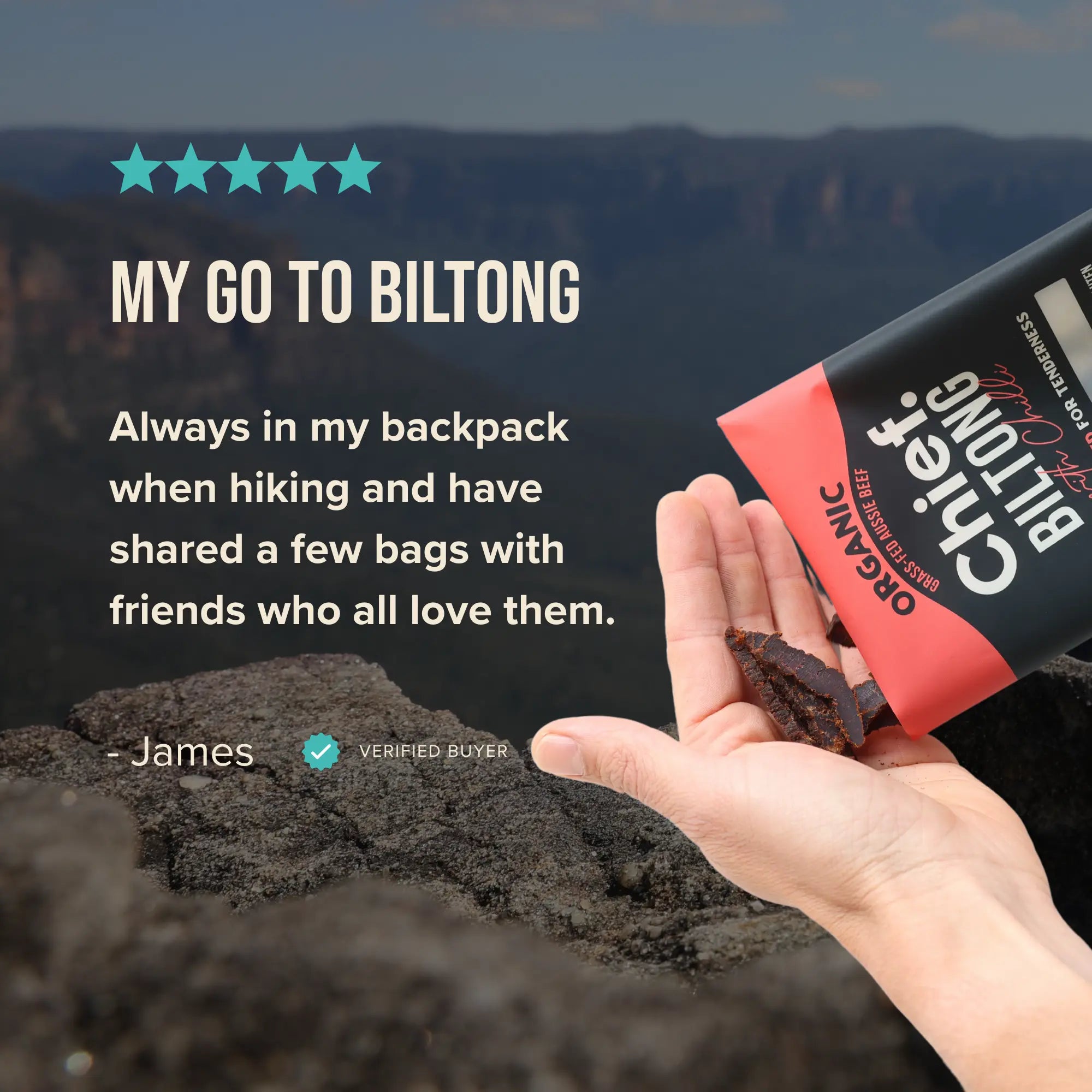 Organic Biltong - Cayenne Chilli (12 x 30g bags) Chief Nutrition