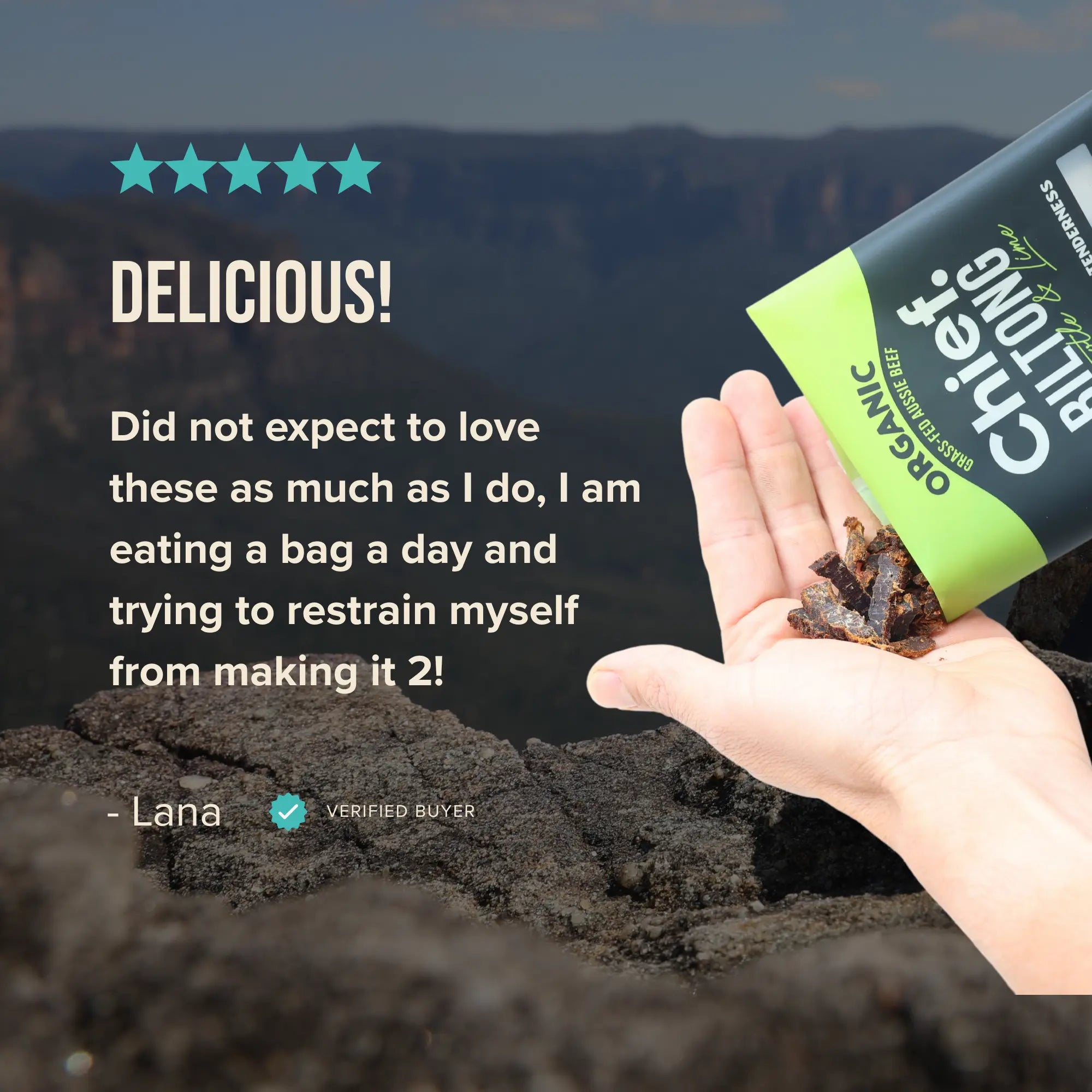Organic Biltong - Chipotle & Lime (12 x 30g bags) Chief Nutrition