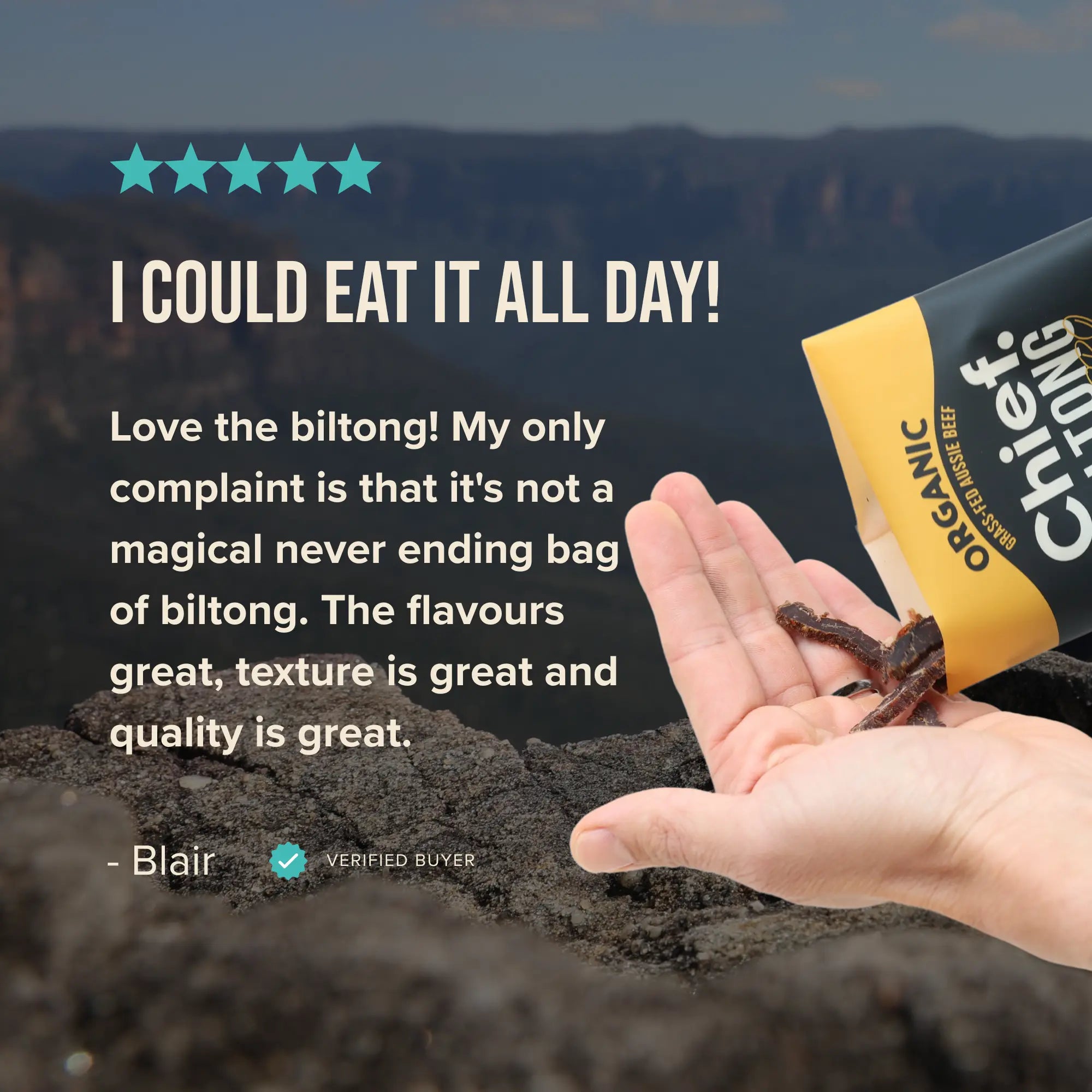 Organic Biltong Sample Pack (4 x 30g bags) Chief Nutrition