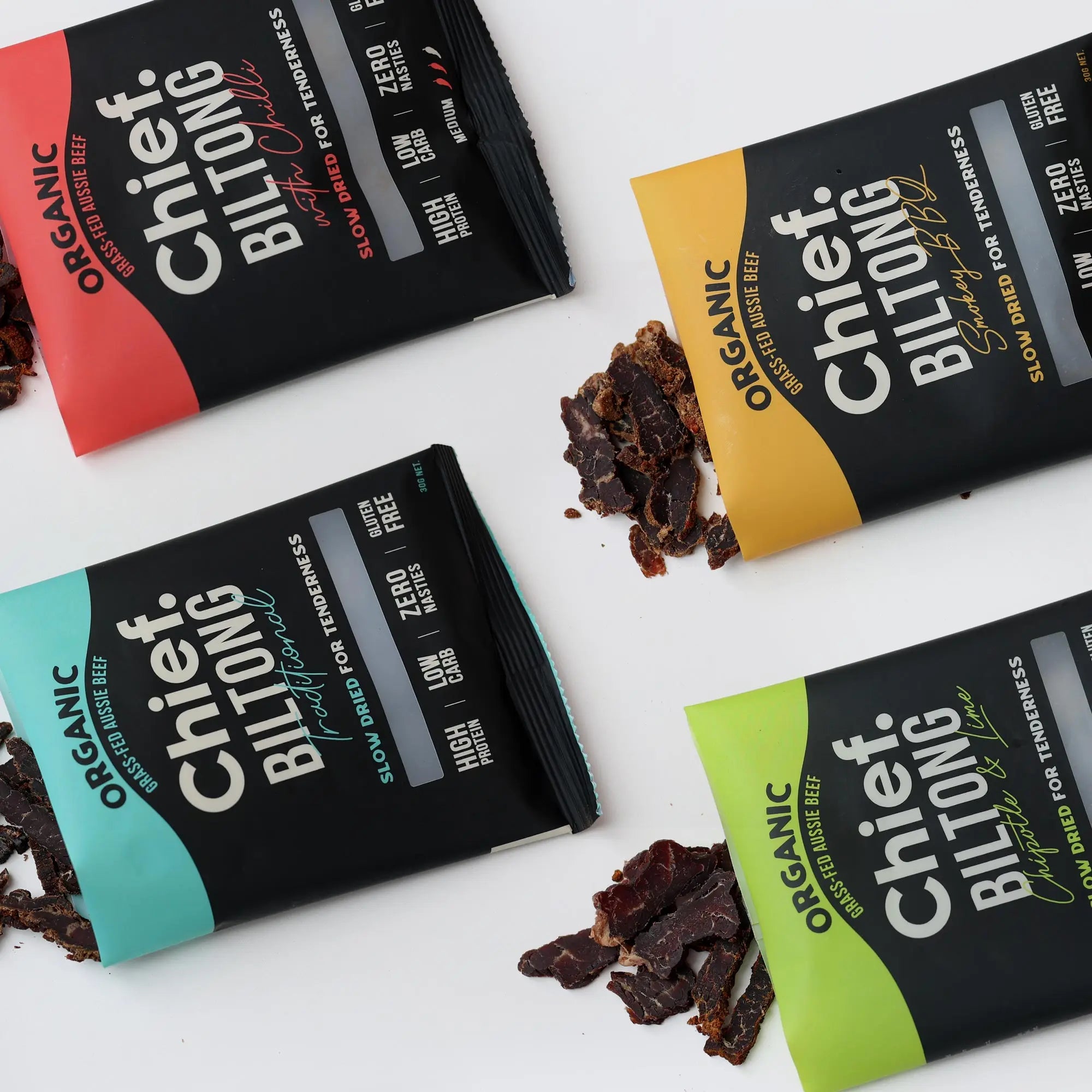 Organic Biltong Sampler (4 x 30g bags) Chief Nutrition