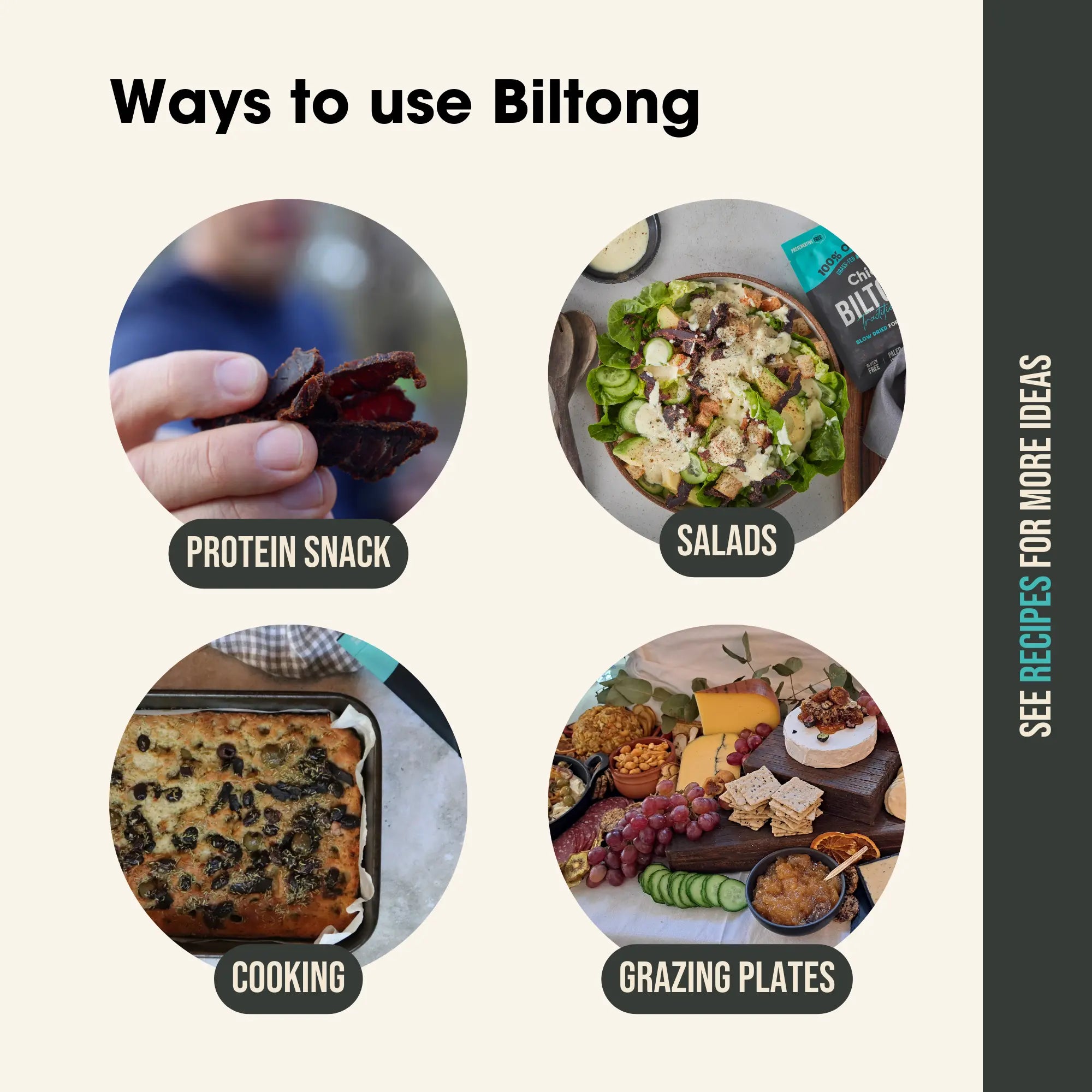 Organic Biltong Sampler (4 x 30g bags) Biltong Chief Nutrition