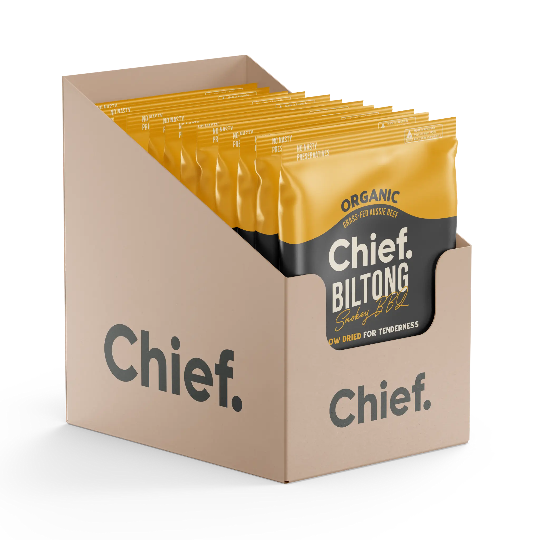Organic Biltong - Smokey BBQ (12 x 30g bags) Biltong Chief Nutrition