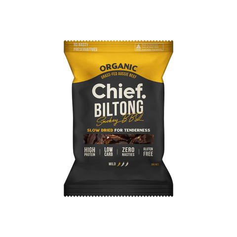 Organic Biltong - Smokey BBQ (12 x 30g bags) Biltong Chief Nutrition