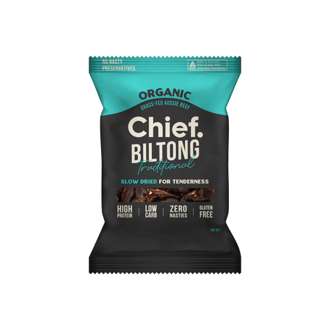 Organic Biltong - Traditional (12 x 30g bags) Biltong Chief Nutrition