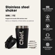Chief Stainless Steel Protein Shaker 500ml