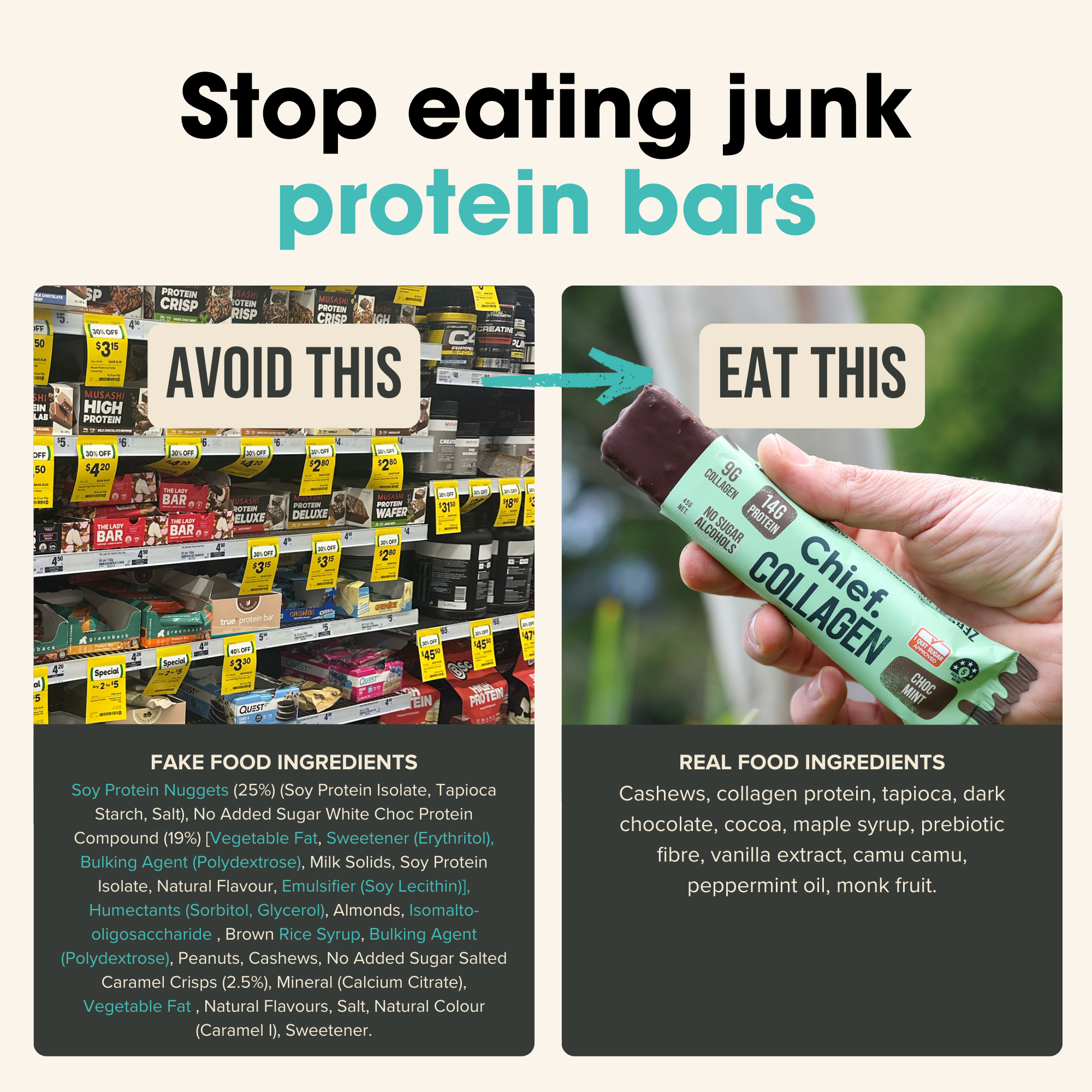 Collagen Protein Choc Mint Bar (12 bars) Chief Nutrition