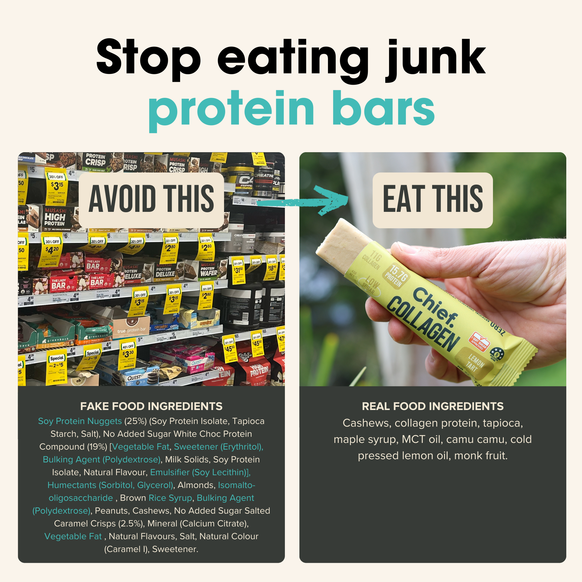 Collagen Protein Lemon Tart Bar (12 bars) Chief Nutrition