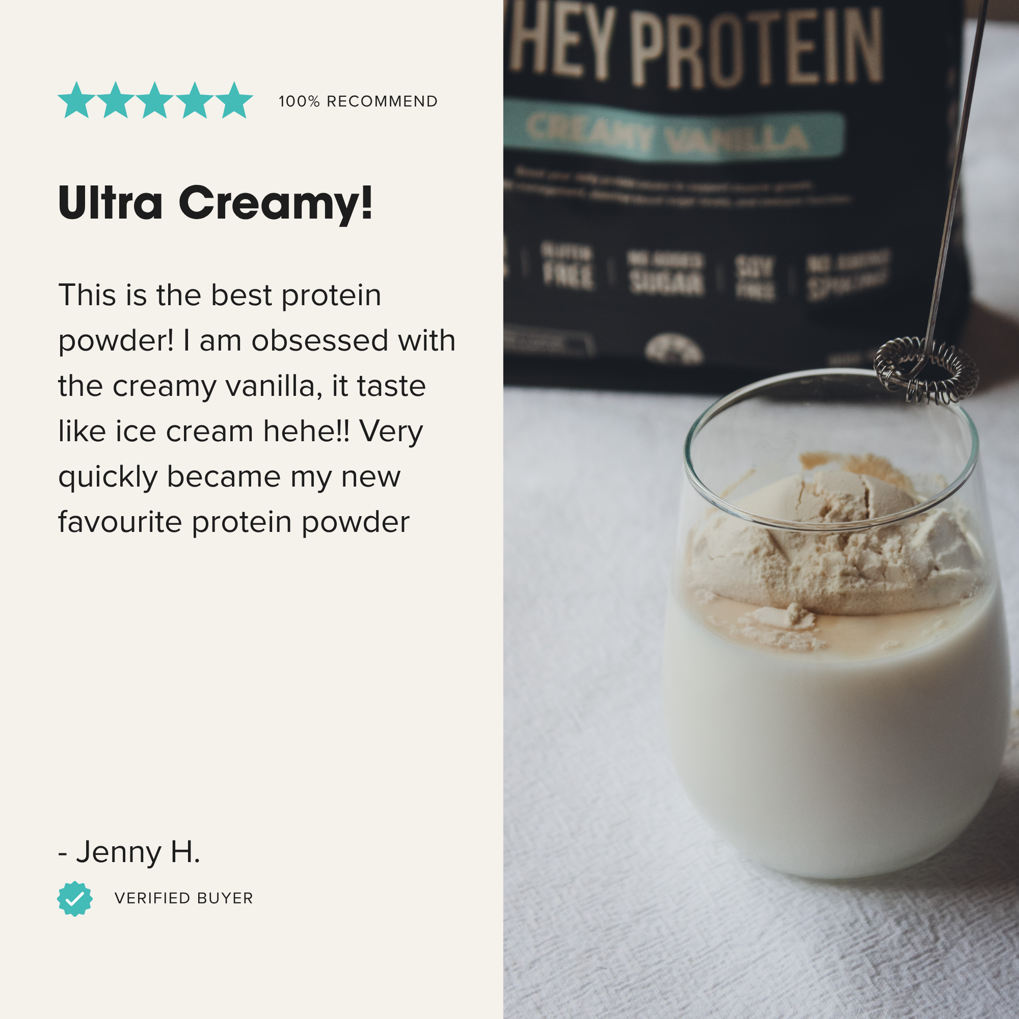 Grass-fed Whey Protein Powder - Creamy Vanilla
