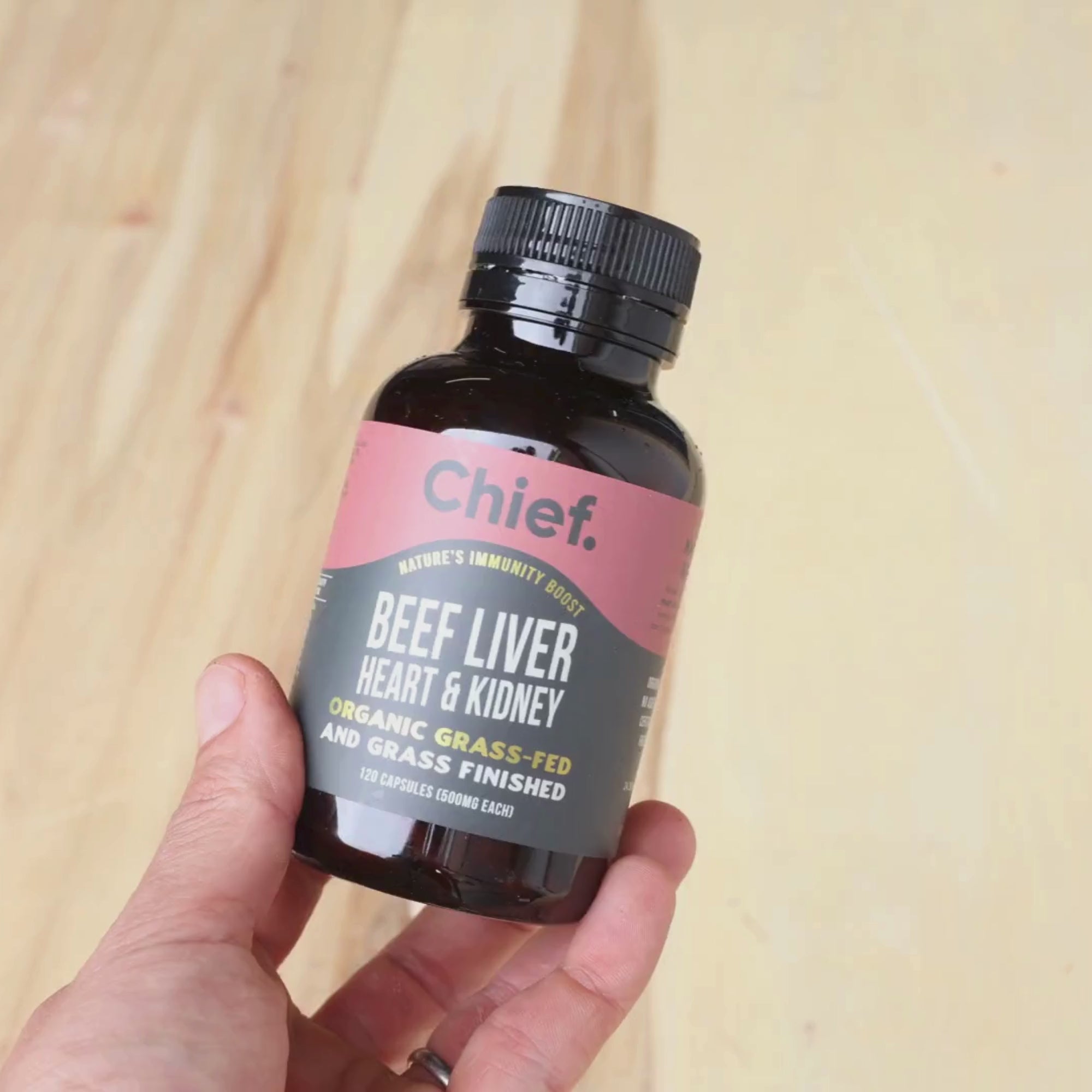 Organic Beef Liver, Heart & Kidney Immunity Boost (120 Capsules) (testing) Supplements Chief Nutrition